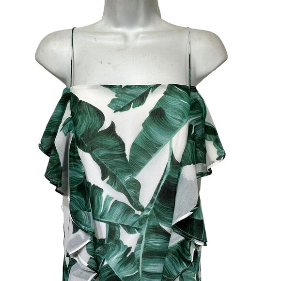 chelsea28 green leaf Eucalyptus sleeveless long dress Size 2 - Picture 4 of 7